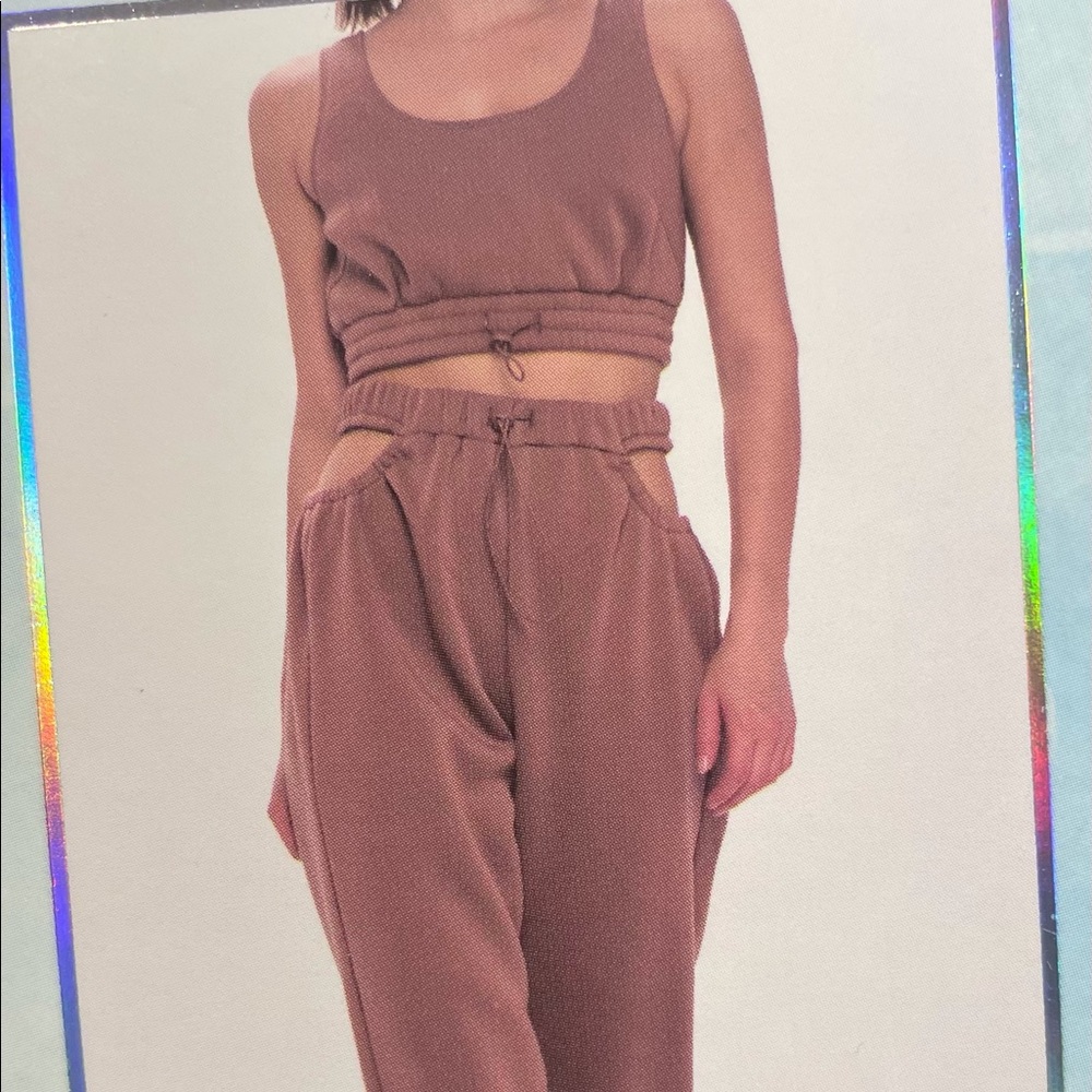 Two Piece Cut Out Joggers Lounge Set Small